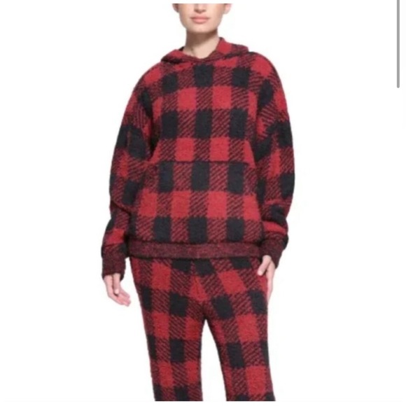 Skims Set  NWT Cozy Brick Buffalo Check Textured Hoodie & Jogger Set - Picture 1 of 16